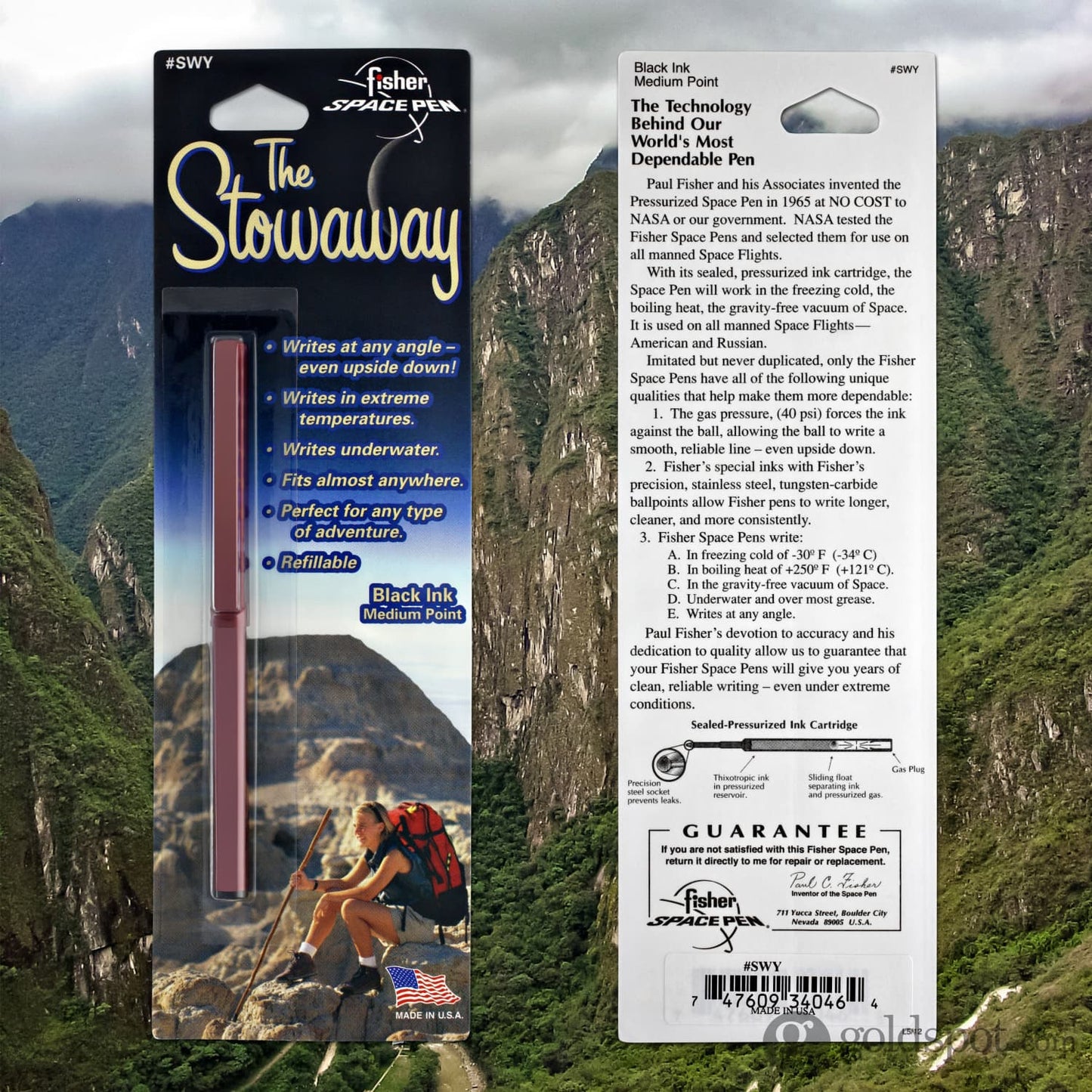 Fisher Space Pen Stowaway Ballpoint Pen in Red Anodized Aluminum Ballpoint Pen