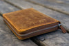 Galen Leather Pen Case Zippered 5 Slots in Crazy Horse Brown Pen Case
