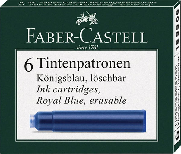 Graf von Faber-Castell Ink Cartridges in Brilliant Blue - Pack of 6 Fountain Pen Cartridges