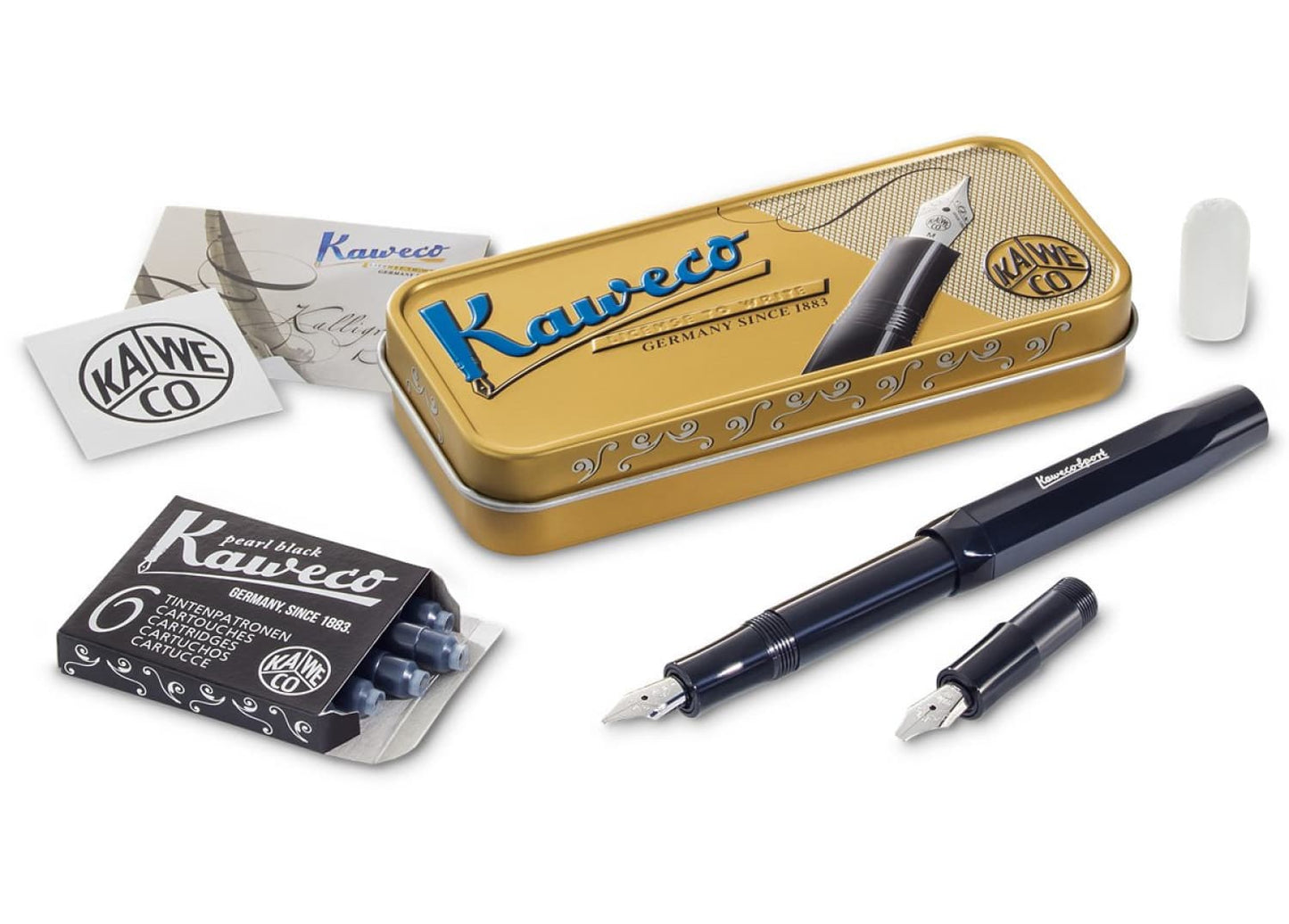 Kaweco Calligraphy Set in Black - Small Italic Nib 1.5 mm & 2.3 mm Fountain Pen
