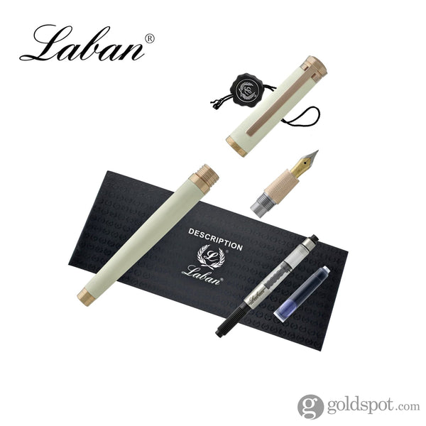 Laban Elegant Fountain Pen in Ivory With Rose Gold Trim - Fine Point Fountain Pen