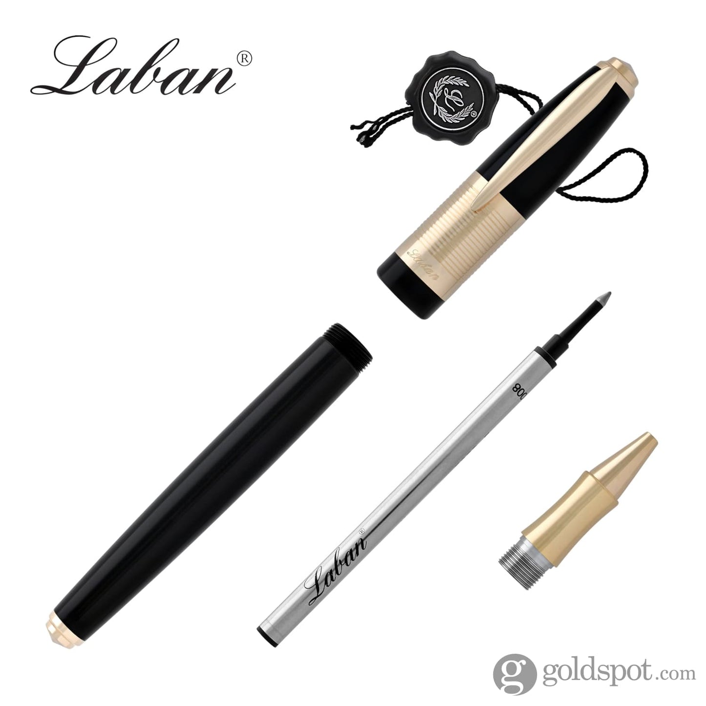 Laban Genghis Khan Rollerball Pen in Black with Gold Trim Rollerball Pen