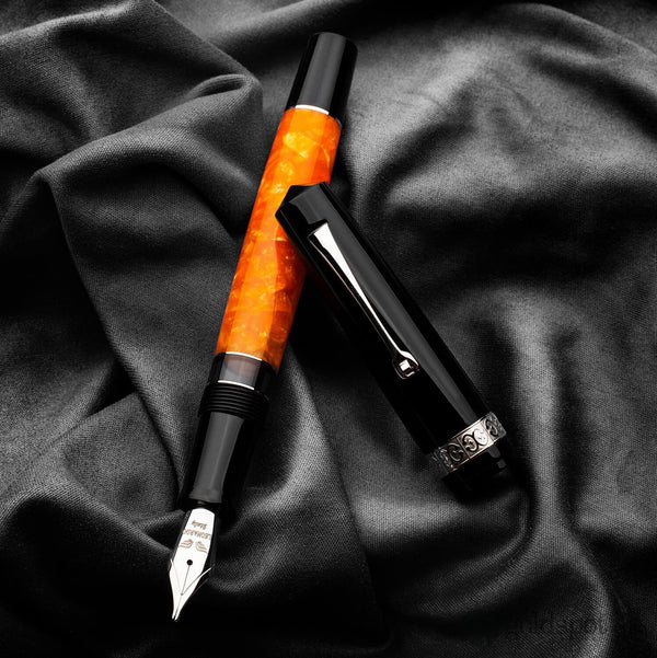 Leonardo Momento Magico Fountain Pen in DNA Black and Orange Medium / Silver Fountain Pen