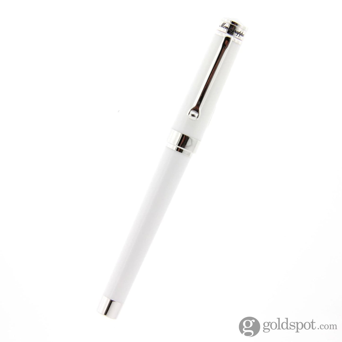 Montegrappa Parola Fountain Pen in White Resin with Chrome Trim - Broad Point Fountain Pen