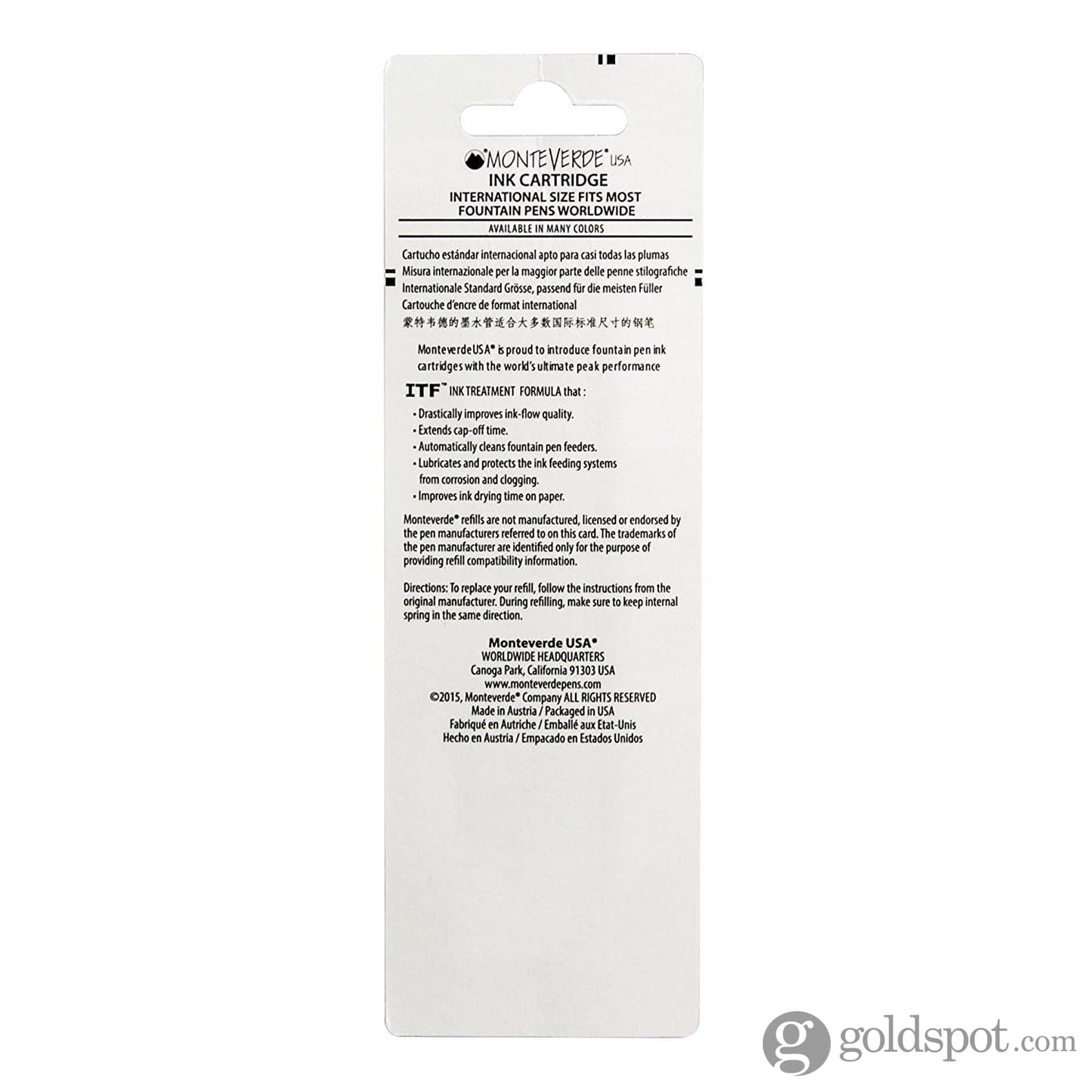 Monteverde Ink Cartridges International Size in Brown - Pack of 6 Fountain Pen Cartridges