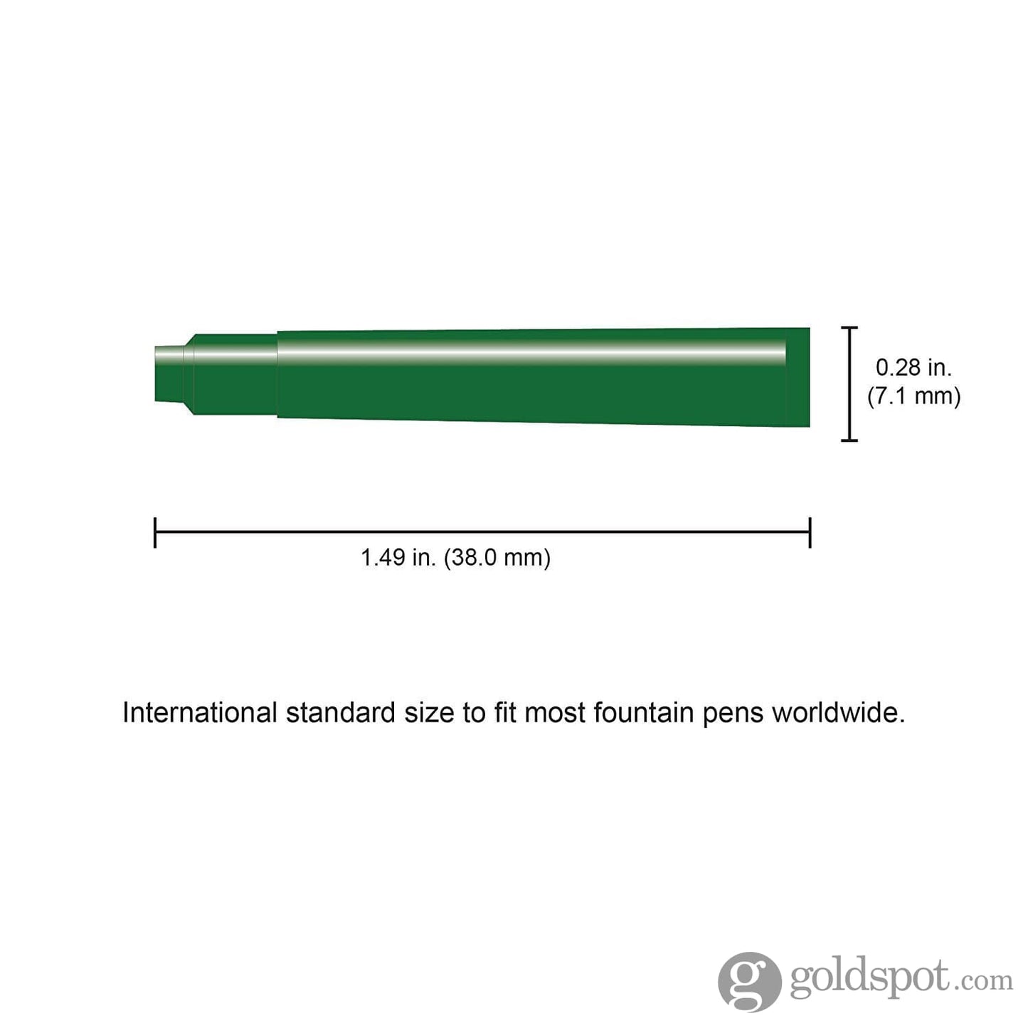 Monteverde Ink Cartridges International Size in Green - Pack of 6 Fountain Pen Cartridges