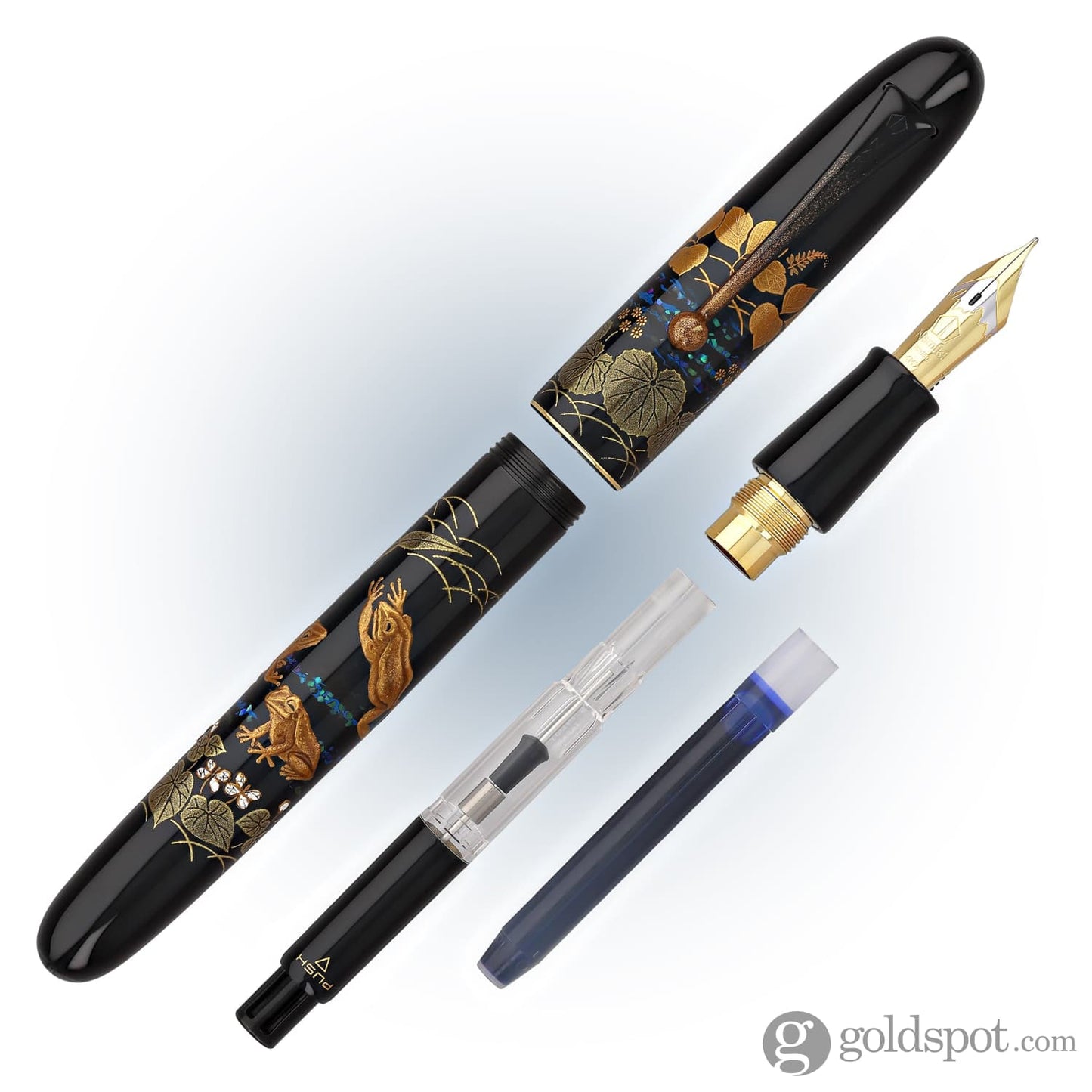 Namiki Yukari Royale Frog Maki-e Urushi Black Lacquer Fountain Pen - Medium Point Fountain Pen
