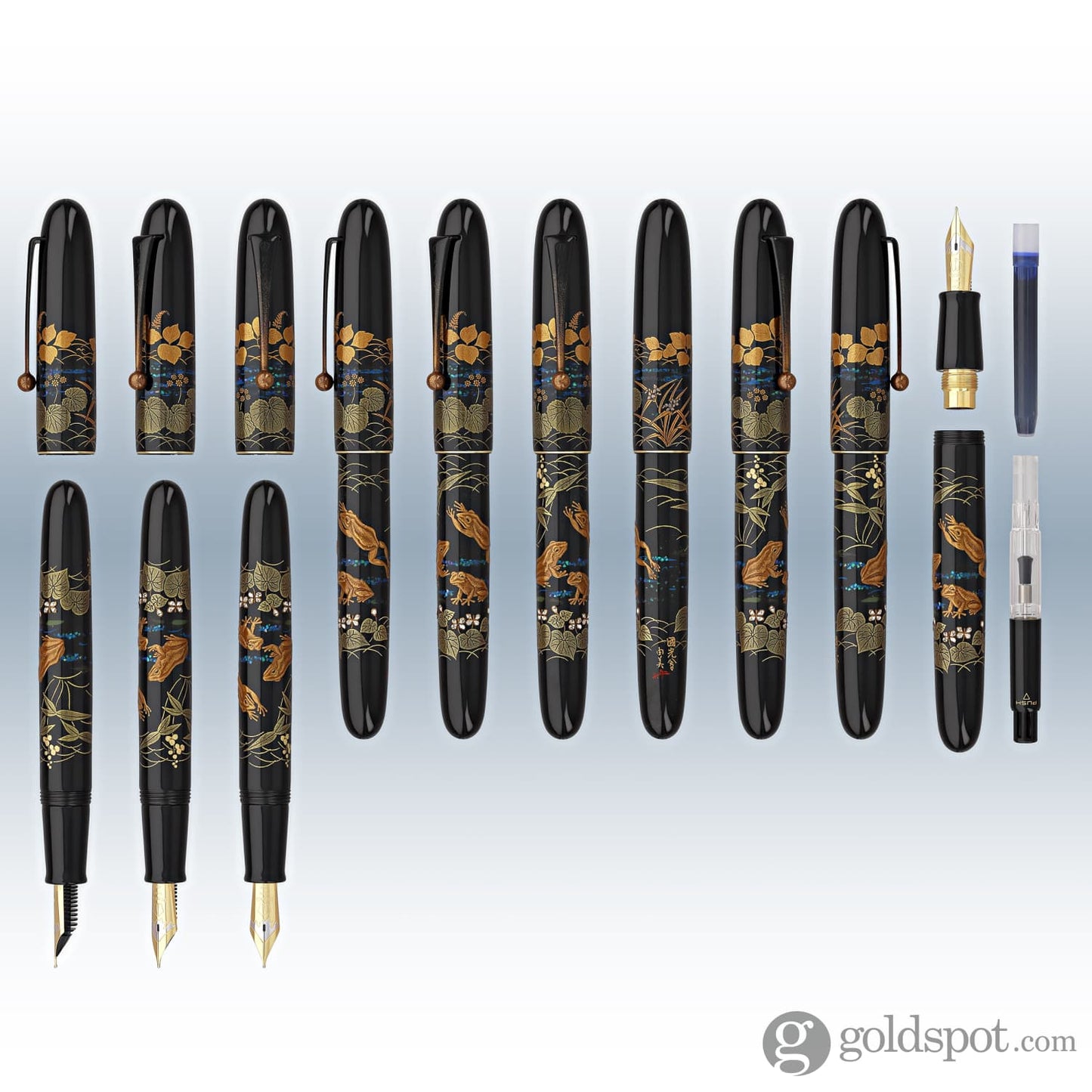 Namiki Yukari Royale Frog Maki-e Urushi Black Lacquer Fountain Pen - Medium Point Fountain Pen