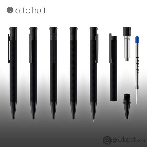 Otto Hutt Design 04 Ballpoint Pen in Black with Checkered Guilloche Cap PVD Ballpoint Pen