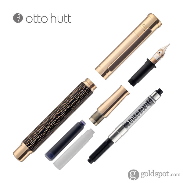 Otto Hutt Design 04 Fountain Pen in Wave Black with Rose Gold Trim Fountain Pen