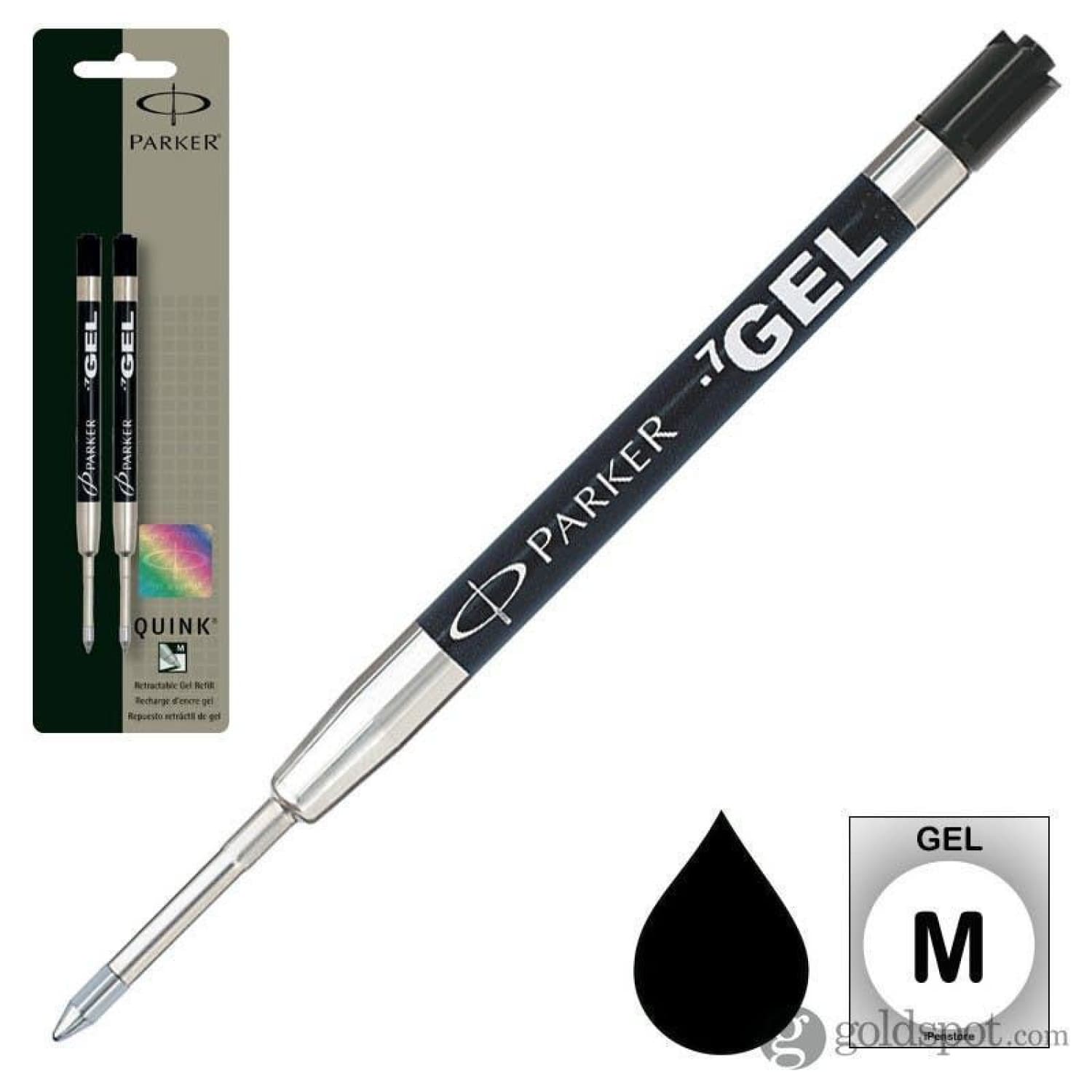 Parker Gel Ballpoint Pen Refill in Black - Medium Point - Pack of 2 - 30525