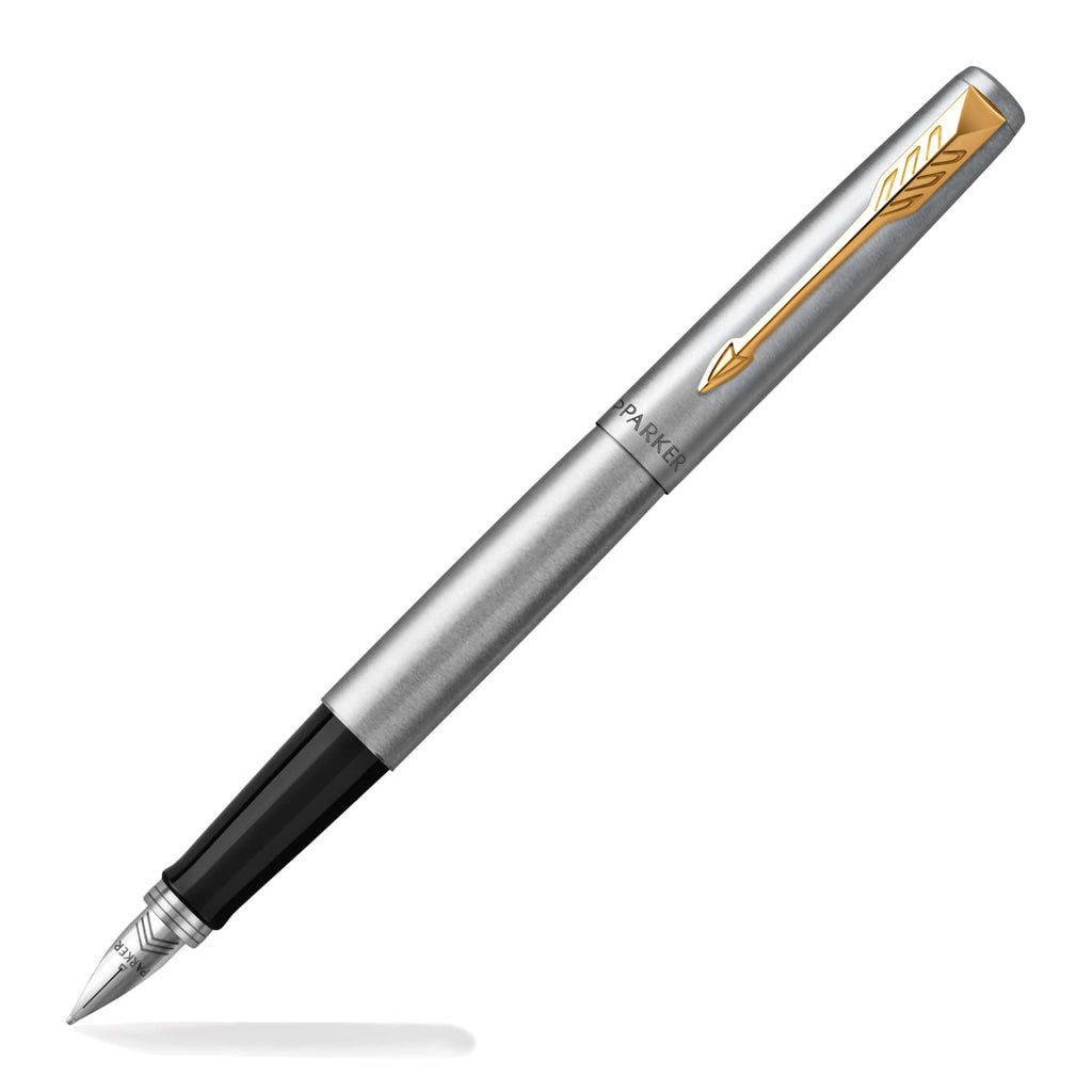 Parker Jotter Fountain Pen in Stainless Steel with Gold Trim - Medium Point Fountain Pen