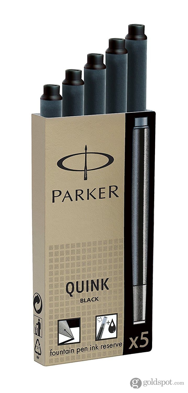 Parker Quink Ink Cartridges in Permanent Black - 5 Pack - 30110 Fountain Pen Cartridges