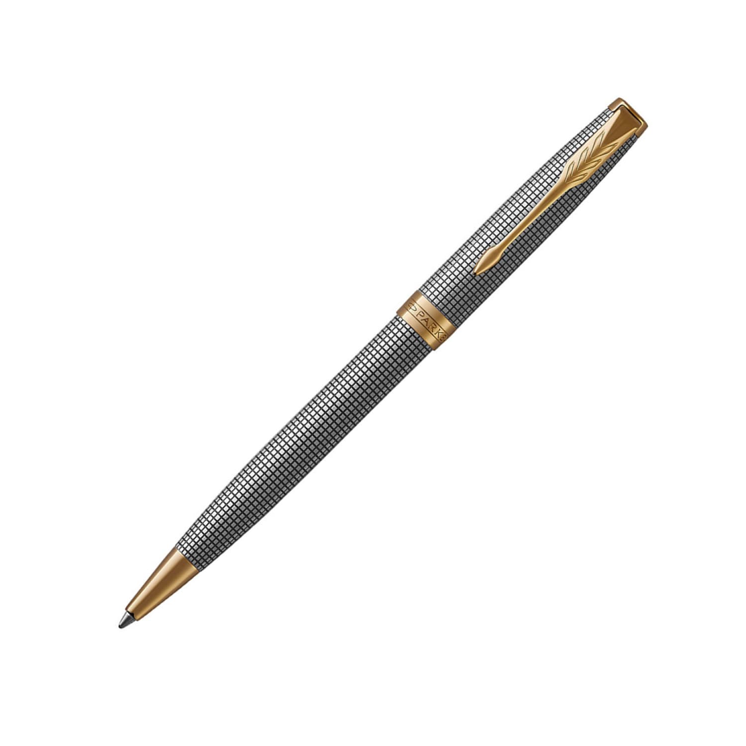 Parker Sonnet Chiseled Golden Gold Trim Slim Ballpoint Pen-Montgomery Pens  Fountain Pen Store 212 420 1312