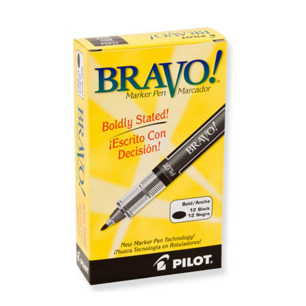 Pilot Bravo Liquid Ink Marker Rollerball Pen in Black - Pack of 12 Rollerball Pen