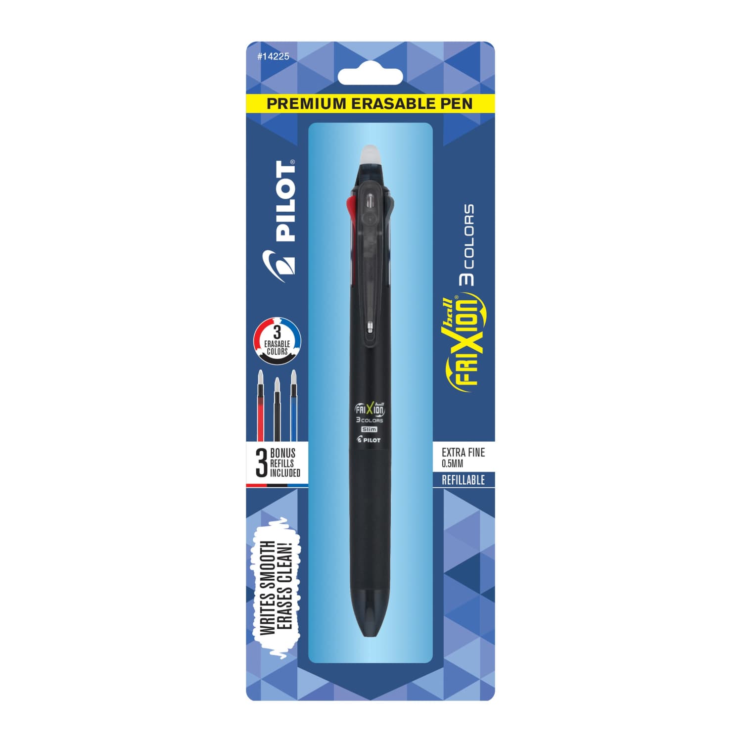 Pilot FriXion 3 Colors Premium Erasable Gel Pens in Black - Extra Fine Point