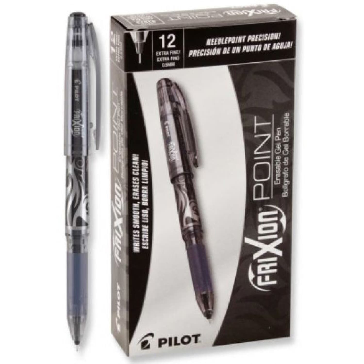 Pilot FriXion Point Erasable Rollerball Gel Pen in Black - Extra Fine Point  - Pack of 12