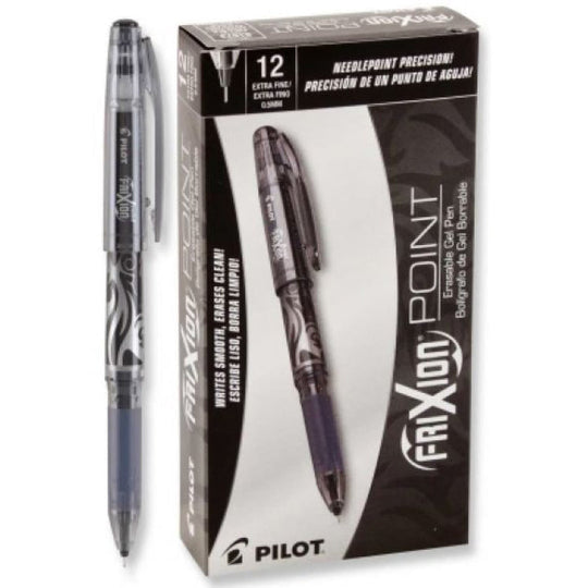 Pilot FriXion Point Erasable Rollerball Gel Pen in Black - Extra Fine Point - Pack of 12