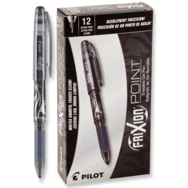 Pilot FriXion Erasable Rollerball Gel Pen in Black - Extra Fine Point - Pack of 12 Gel Pen
