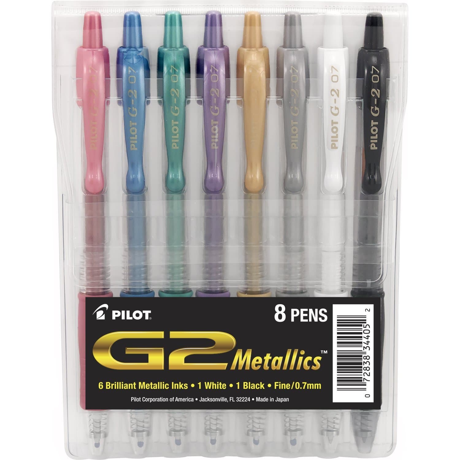 Pilot G2 Retractable Gel Pens, Extra Fine, Black, 2 Pack 