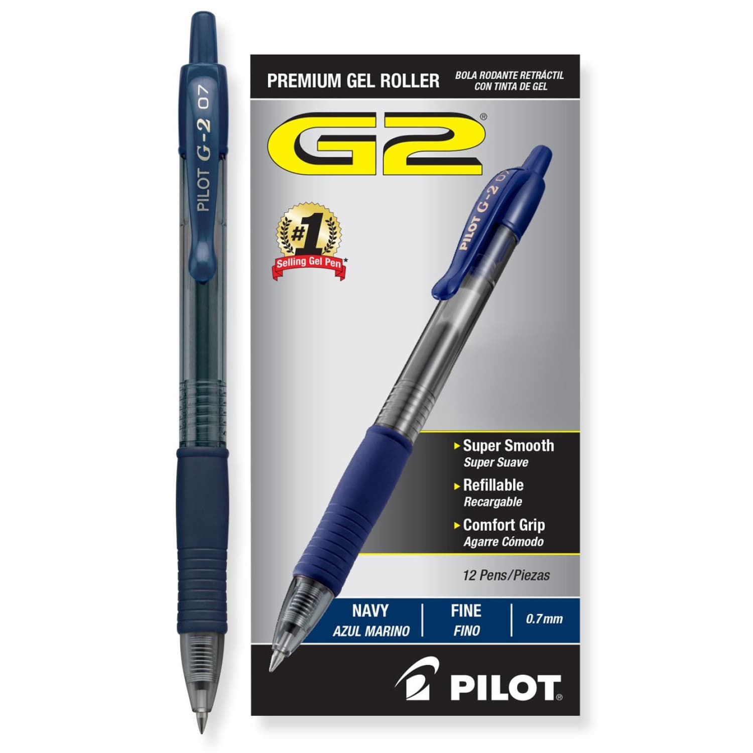 Pilot G2 Refills Navy Blue Gel Ink Fine Point 0.7mm 2 Pack