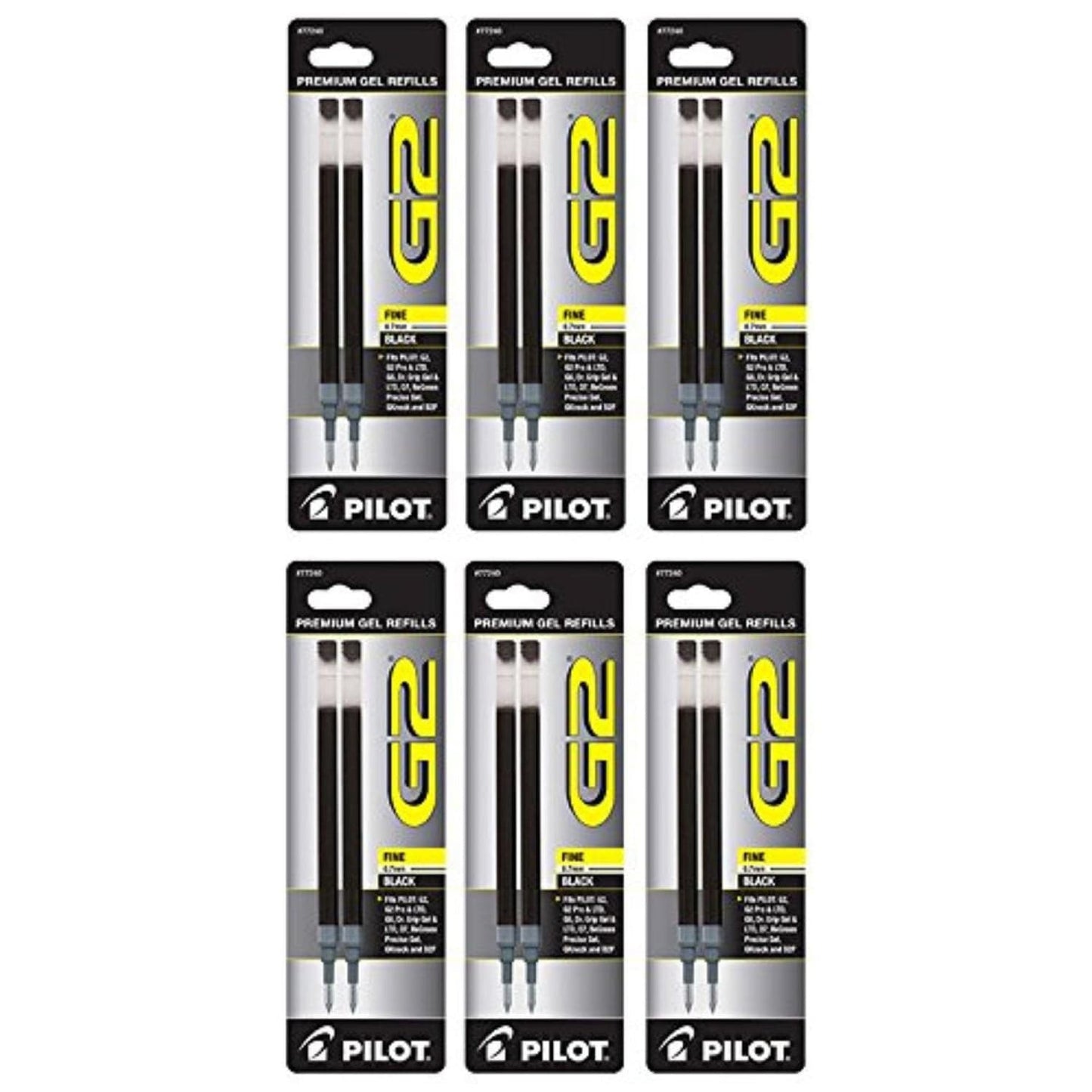 Pilot G2 Rollerball Gel Pen Refill in Black - Fine Point - Pack of 6 Gel Refill