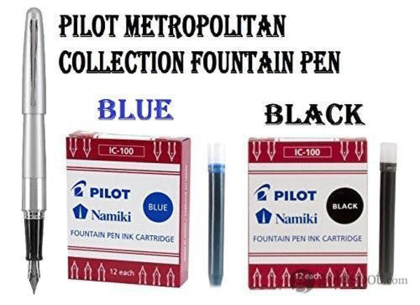 Pilot Metropolitan Collection Fountain Pen in Silver Barrel Accessory