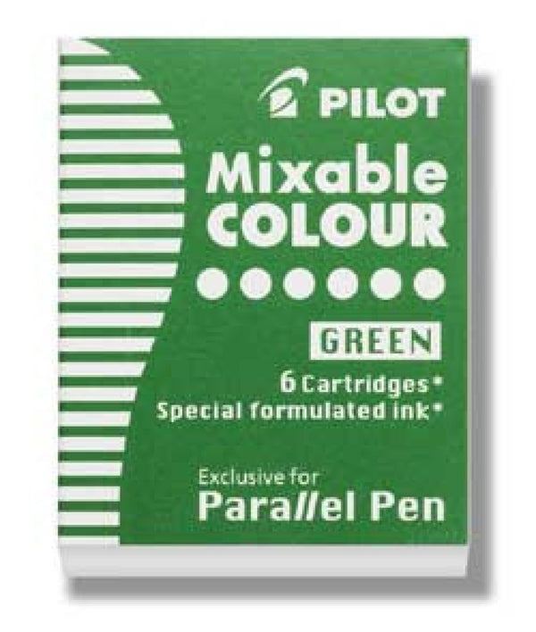 Pilot Parallel Ink Cartridges in Green - Pack of 6 Fountain Pen Cartridges