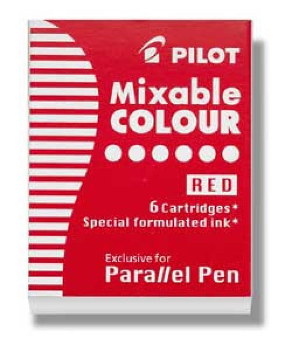 Pilot Parallel Ink Cartridges in Red - Pack of 6 Fountain Pen Cartridges