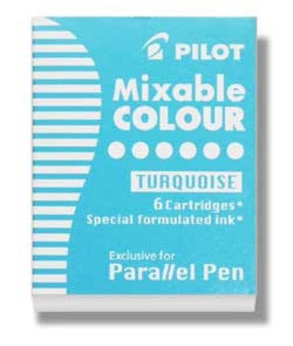 Pilot Parallel Ink Cartridges in Turquoise - Pack of 6 Fountain Pen Cartridges