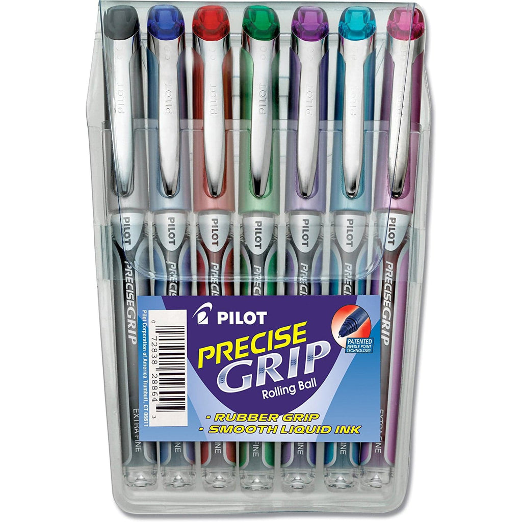 Pilot Precise Grip Rollerball Pens in Assorted Colors - Extra Fine Point - Pack of 7 Rollerball Pen