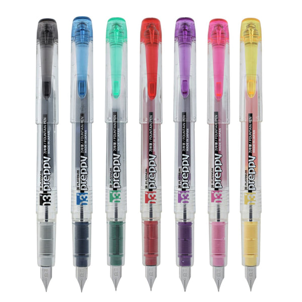 Platinum Preppy Fountain Pen Set in 7 Colors - .3mm Fine Point Fountain Pen
