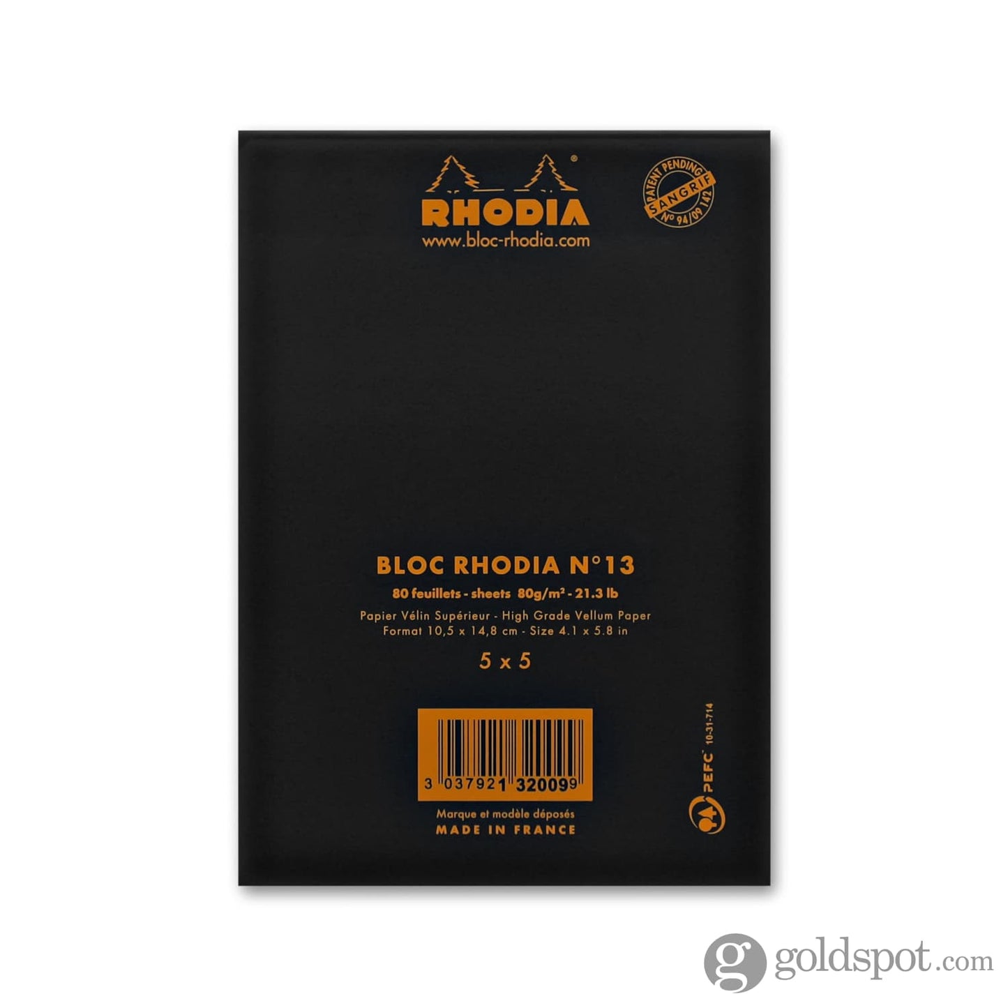 Rhodia No. 13 Staplebound 4 x 6 Graph Paper Notepad in Black Notepad