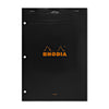 Rhodia No. 18 Lined Staplebound with 3 Hole Punch 8.25 x 11.75 in Black Notebook
