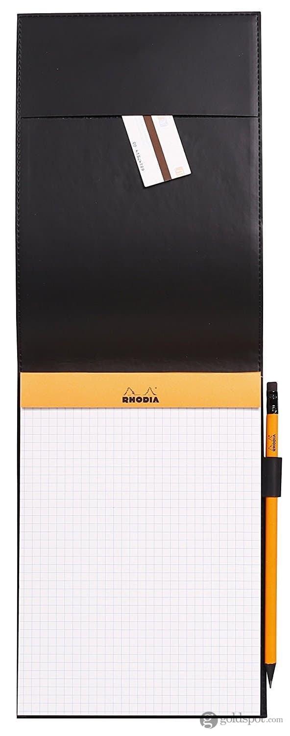Rhodia Pad Holder in Black with Graph Pad with Pen Loop - 6 x 8.75 Notepad