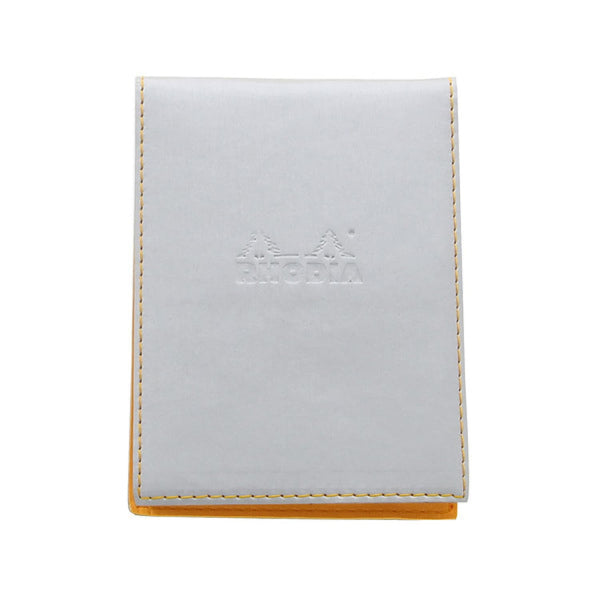Rhodia Pad Holder in Silver with Lined Pad with Pen Loop - 3.75 x 5.5 Notebook