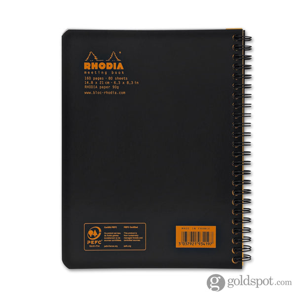 Rhodia Wiredbound Lined Meeting Book Notebook in Black - 6.5 x 8.25 Notebook