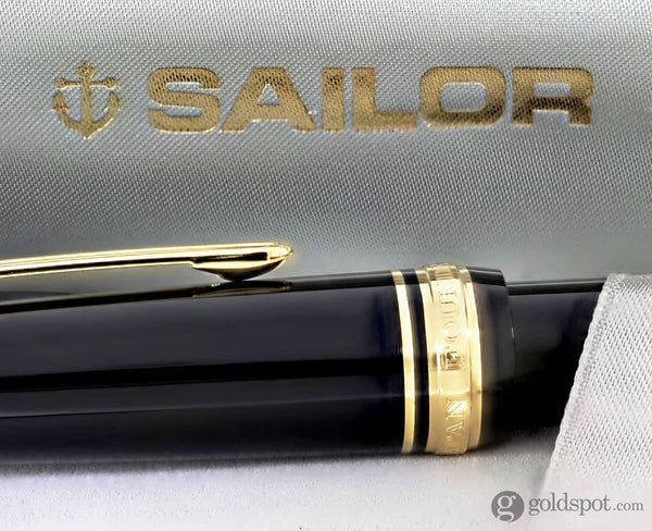 Sailor Professional Gear Ballpoint Pen in Black with Gold Trim - 24K Gold Nib Ballpoint Pen