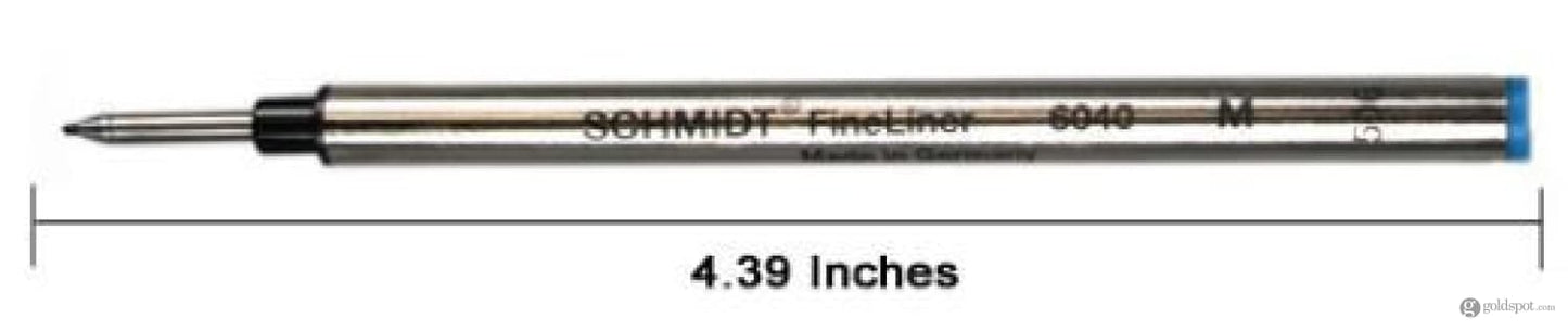 Schmidt 6040 FineLiner Fiber Tip Metal Rollerball Refill in Blue - Medium Point by Monteverde Fibertip Refill