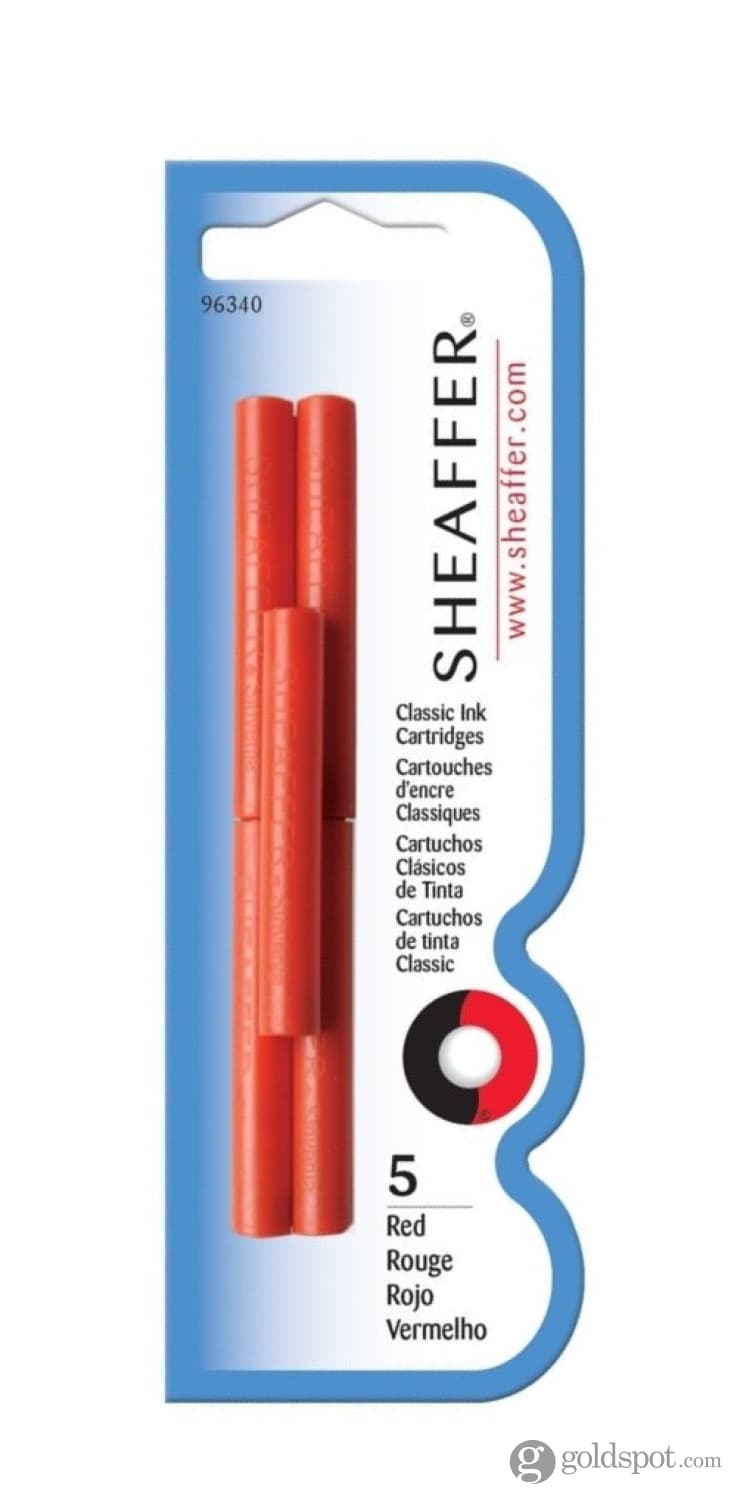 Sheaffer Ink Cartridges in Red - Pack of 5 Fountain Pen Cartridges