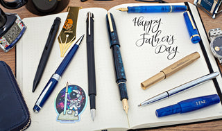 Father's Day Collection shot of fountain pens, ballpoint pens, and rollerball pens