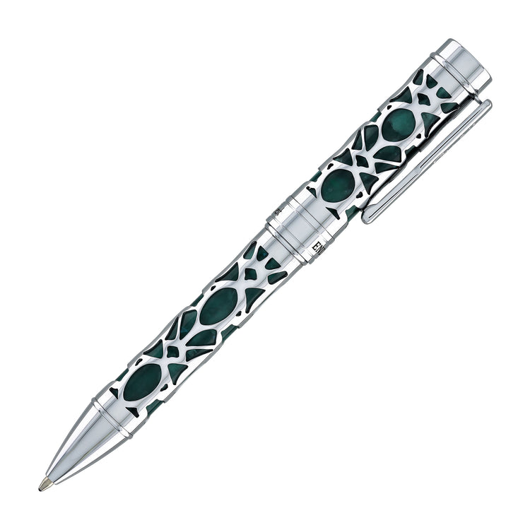 Conklin Endura Deco Crest Ballpoint Pen in Green with Chrome Trim