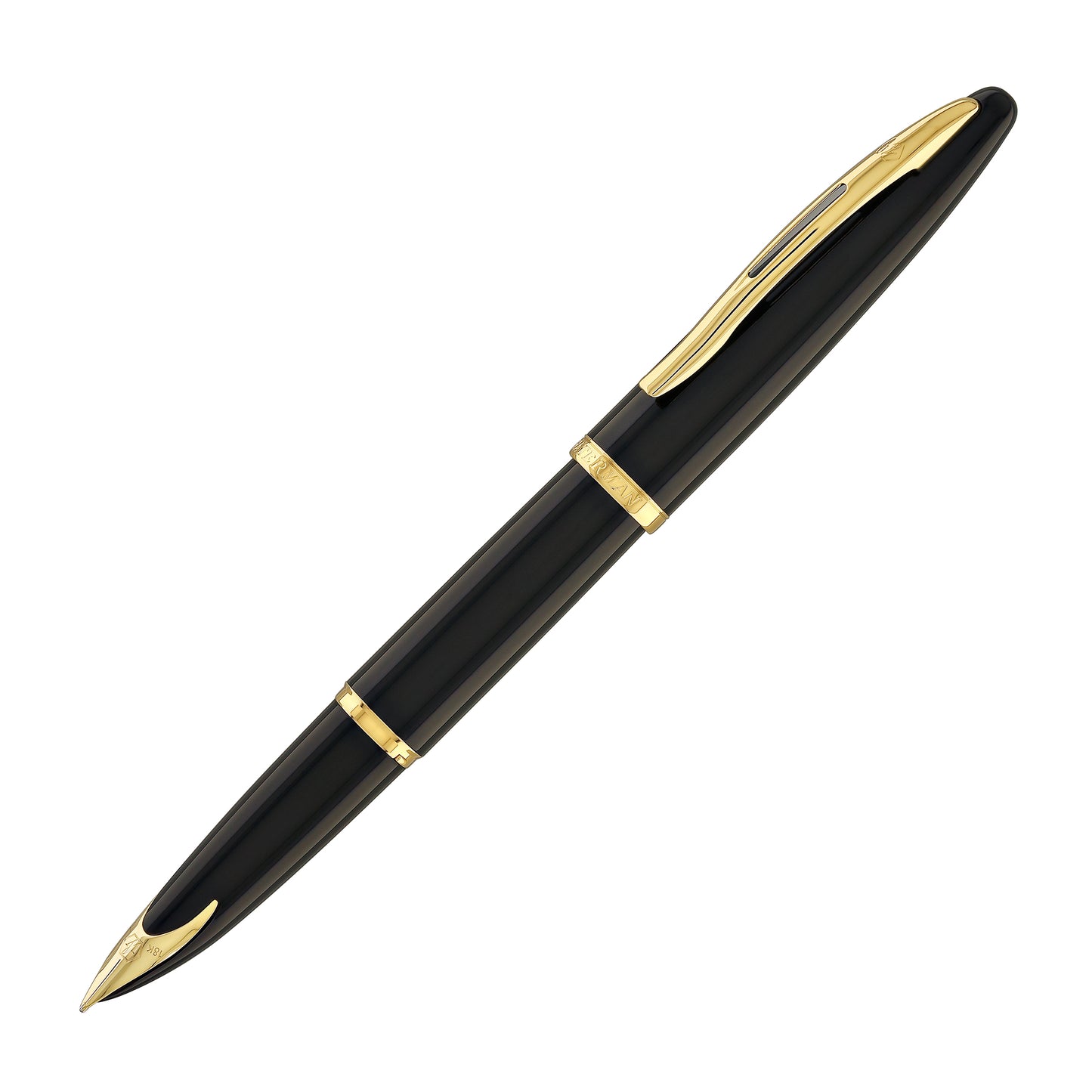 Waterman Carene Fountain Pen in Black Sea with Gold Trim - 18K Gold Medium Point
