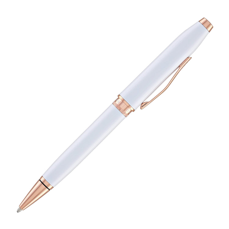 Cross Foundry Ballpoint Pen in Pearl White Lacquer with Rose Gold Appointments