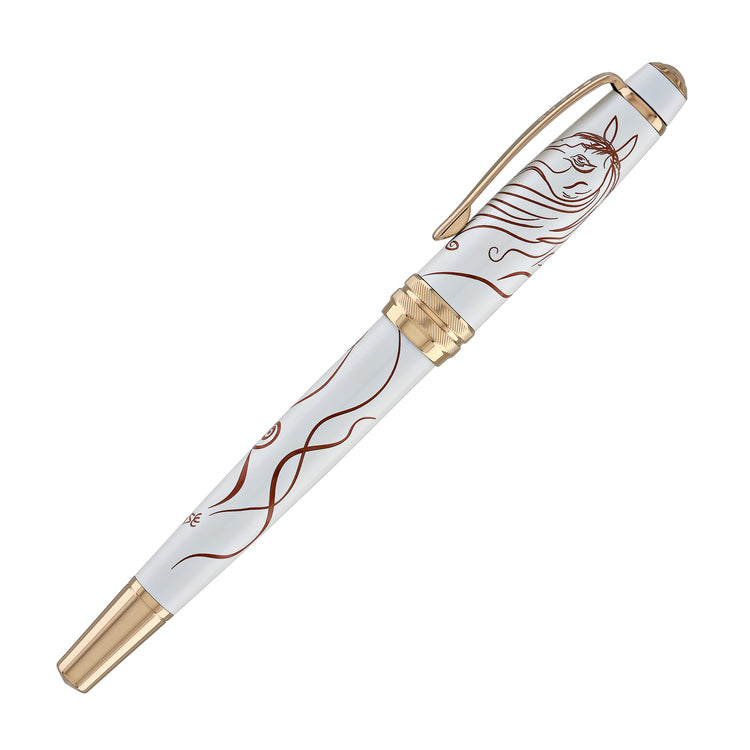 Cross Bailey Zodiac Year of the Horse Selectip Rollerball Pen in White Lacquer with Roee Gold Plated Appointments