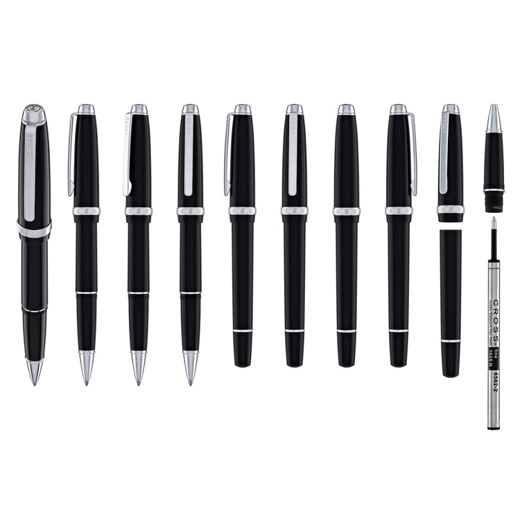 Cross Lume Rollerball Pen in Obsidian Black with Polished Chrome Appointments