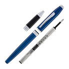 Cross Foundry Rollerball Pen in Glossy Translucent Blue Lacquer with Polished Chrome Appointments