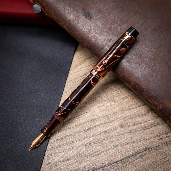 Opus 88 Harmony Fountain Pen in Brown with Rose Gold Fountain Pen