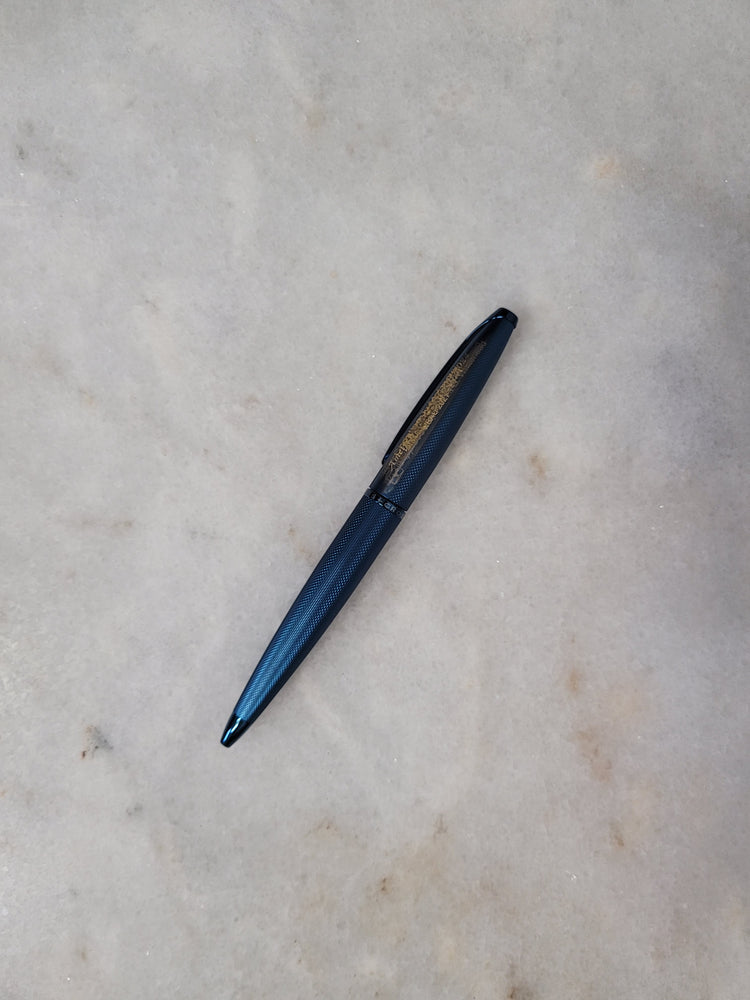Misfit Item 0054 Cross ATX Ballpoint Pen in Sandblasted Dark Blue PVD with Etched Diamond Pattern