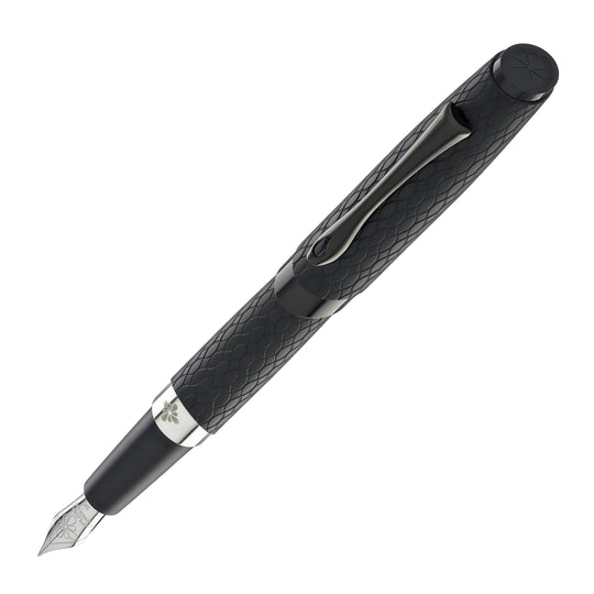 Diplomat Cobra Fountain Pen in Matte Black Guilloche
